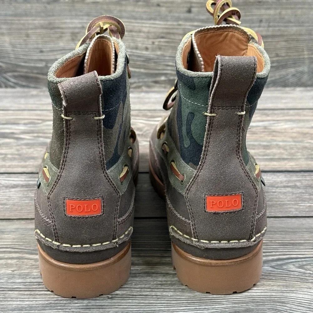 Polo‎ Ralph Lauren Ranger Mid Camo Suede Boots Taupe Mens Size 9.5 NEW